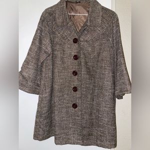 Ambition swing coat. Brown tweed. Size XL